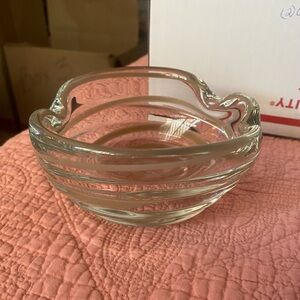 Vintage Clear Glass AshTray, maybe Murano with Swirl Design